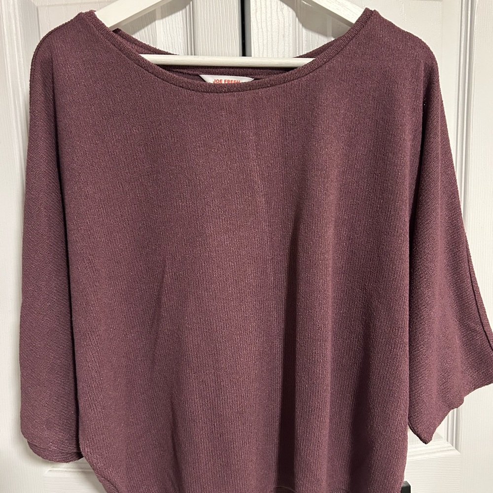 Joe Fresh Plum Knit Bat Wing Top